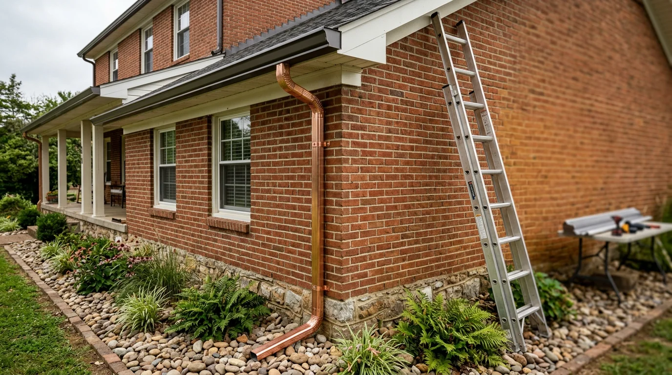 Gutter guard installation on residential home exterior